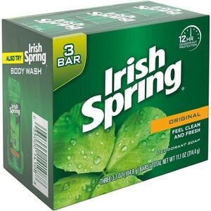 Irish Spring Deodorant Soap Bars Original 3.2 Oz Each Pack Of 2 Total 4 Bars